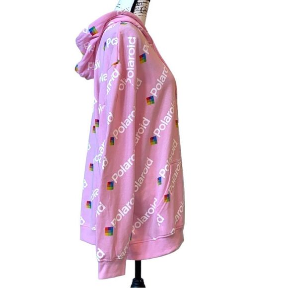 Polaroid Retro Pink Popover Kangaroo Hoodie Size XL - Picture 4 of 11